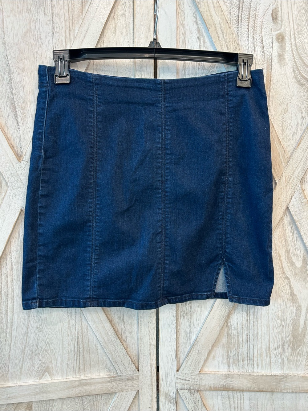 Free People Indigo Denim Mini Skirt with Front Notch